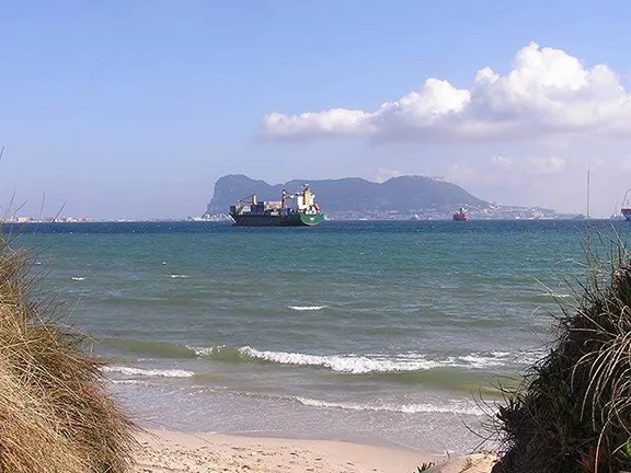 View of Gibraltar from Rinconcillo Beach Algeciras