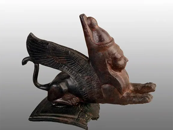 Bronze handle in form of a sphynx