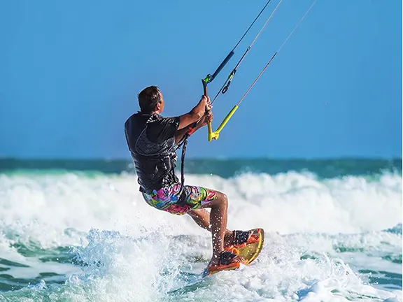 Kitesurfing at Tarifa in Cadiz province, Andalucia