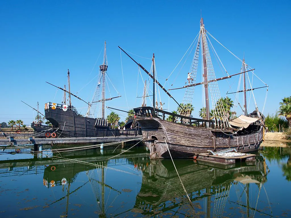 The Pinta, Santa Maria and Nina at Palos de la Frontera