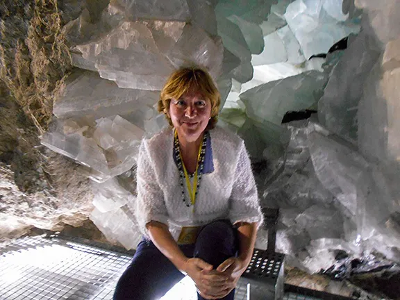 Julie outside the Pulpi geode Almeria province in Andalucia