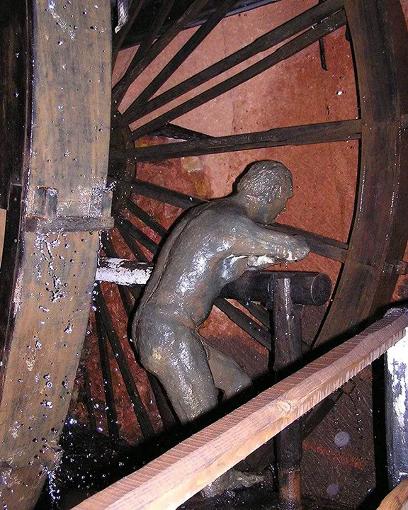 Roman slave in water wheel