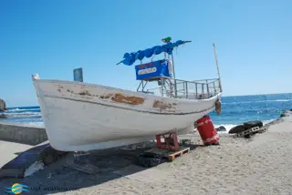 Small Fishing Boat on the beach at Isleta de Moro, Almeria Province